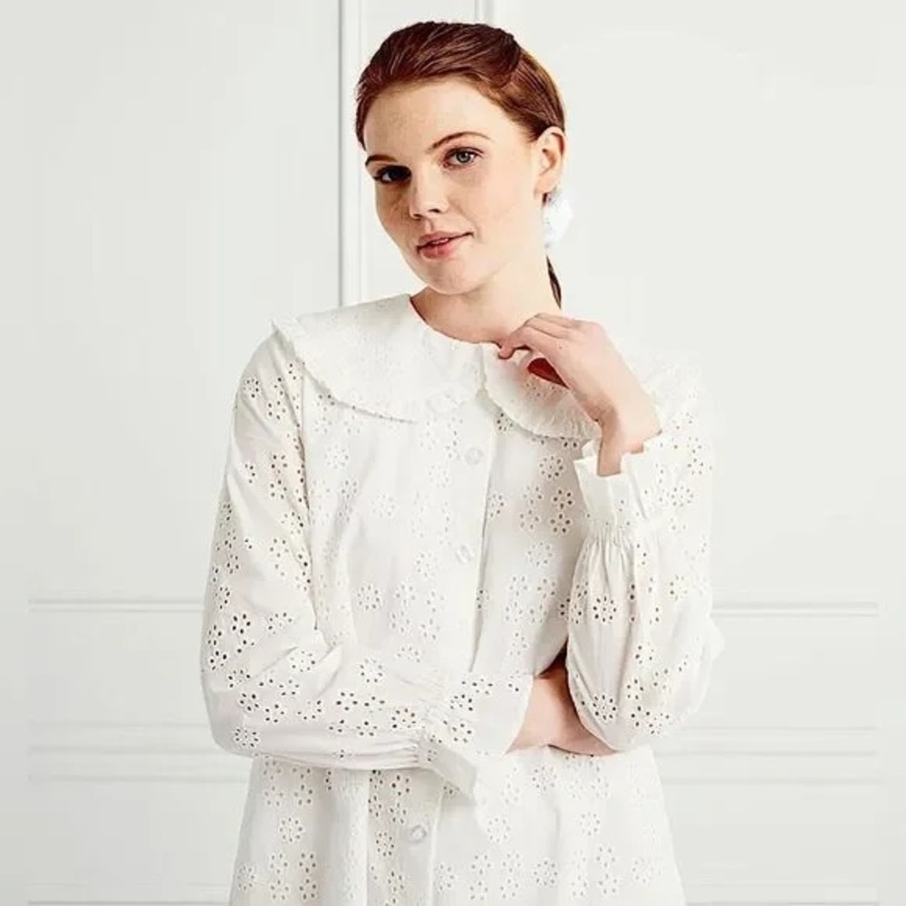 Hill house home The Eyelet Evelyn Dress Peter Pan nwt white S